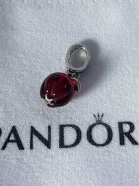 Pandora Murano Glass Red Apple Dangle Charm Pendant